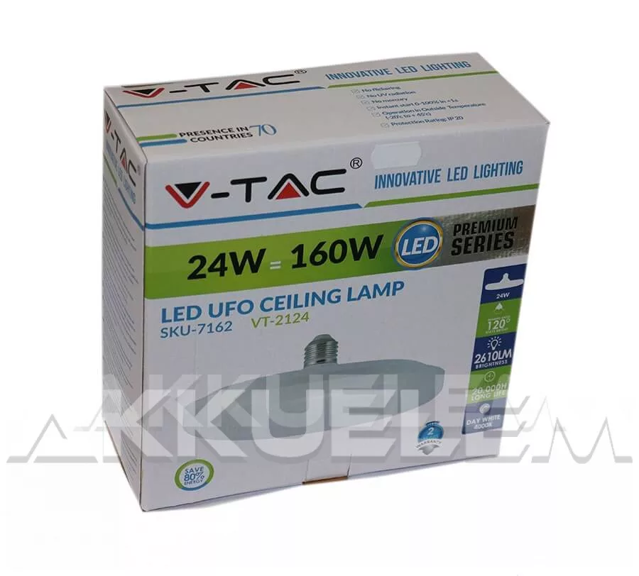 V-TAC E27 24W 2610lm 4000K 120 ° UFO LED-izzó
