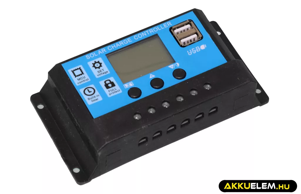 Napelem töltésvezérlő 12V/24V 10A PWM+USB Napelem töltésvezérlő 12V/24V 10A PWM+USB