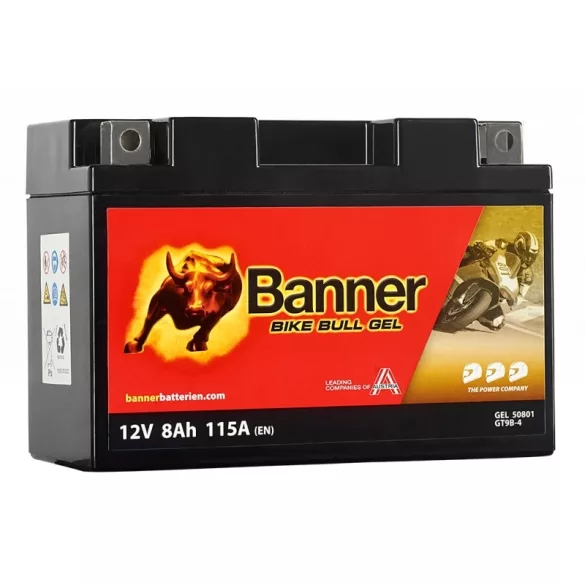 Banner 12V 8Ah 115A YT9B-4 50801 motorkerékpár akkumulátor AGM BAL+