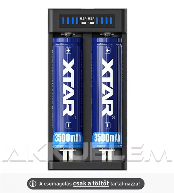 XTAR MC2 Plus 2,1A Li-ion akkumulátor töltő LED-indikátor, microUSB csatlakozó