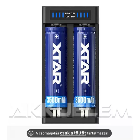 XTAR MC2 Plus 2,1A Li-ion akkumulátor töltő LED-indikátor, microUSB csatlakozó