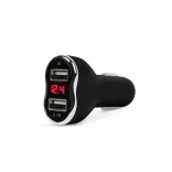 Kijelzős 2,1A USB autós adapter, V/A mérő 55054BK