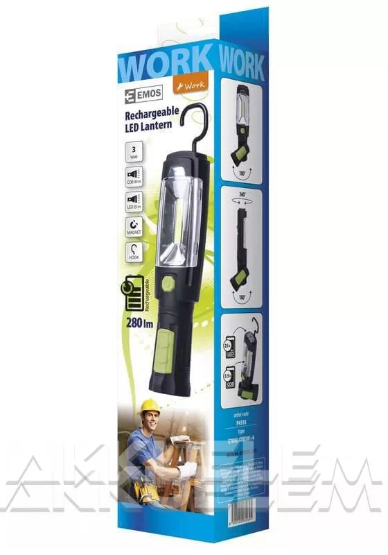 LÁMPA P4518 3W COB + 6 LED tölthető