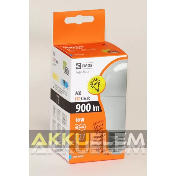 EMOS E27 Classic A60 10W 900lm 6500K LED-izzó