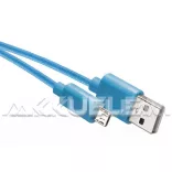 USB-microUSB kábel USB2.0 multi 1m világoskék, szövetborítású