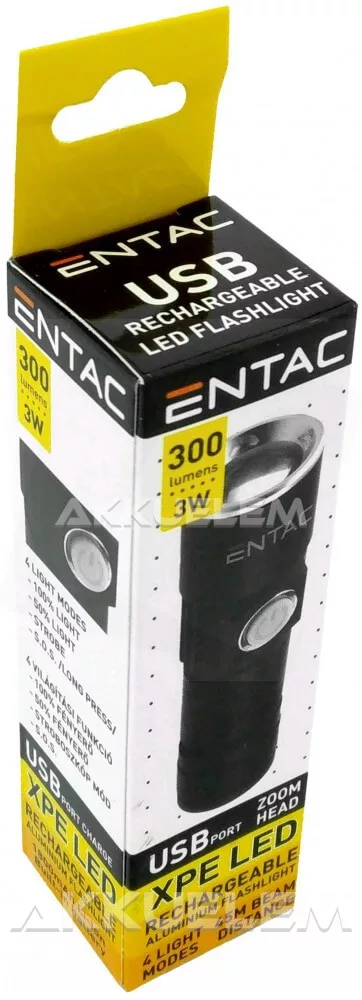 Alumínium kézilámpa 300lm 3W fókuszálható, USB-töltős