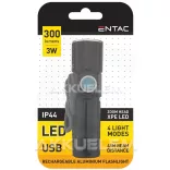 Alumínium kézilámpa 300lm 3W fókuszálható, USB-töltős
