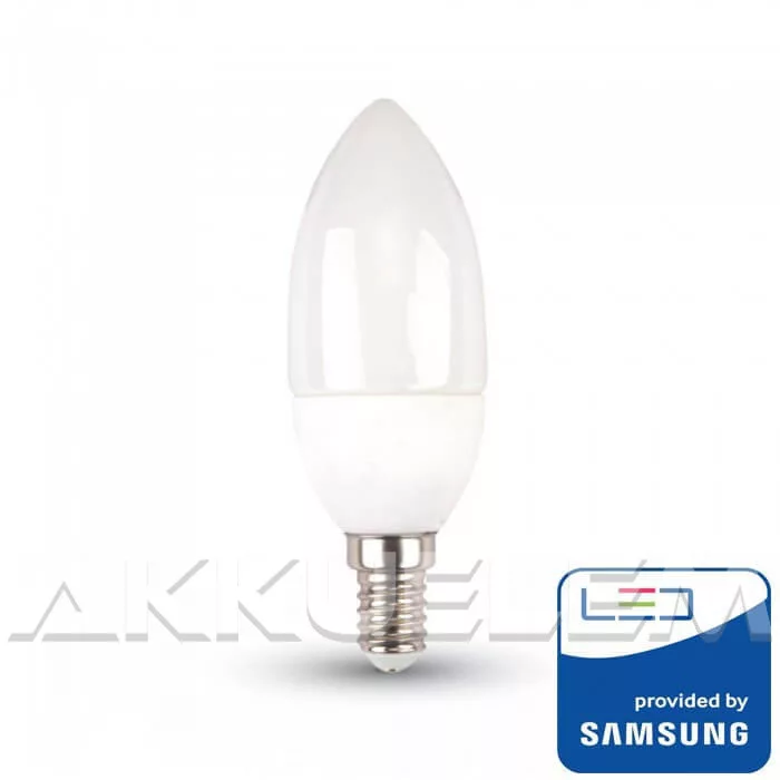 V-TAC E14 7W 600lm 3000K 200 ° LED-izzó opál gyertya SAMSUNG chipes V-TAC E14 7W 600lm 3000K 200 ° LED-izzó opál gyertya SAMSUNG chipes