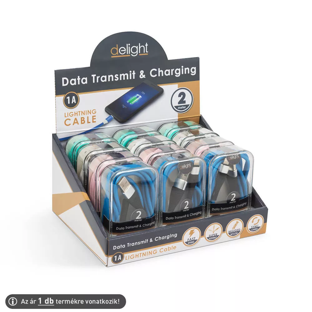 USB IPhone Lightning adatkábel 2m szilikon bevonat