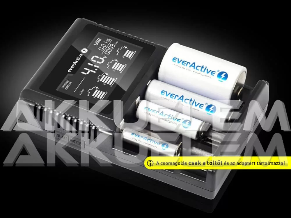 everActive UC-4000 Ni-MH Li-ion LiFePo4 univerzális akkumulátor töltő