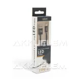 USB Adatkábel + töltő 1m USB-C LED fénnyel fekete
