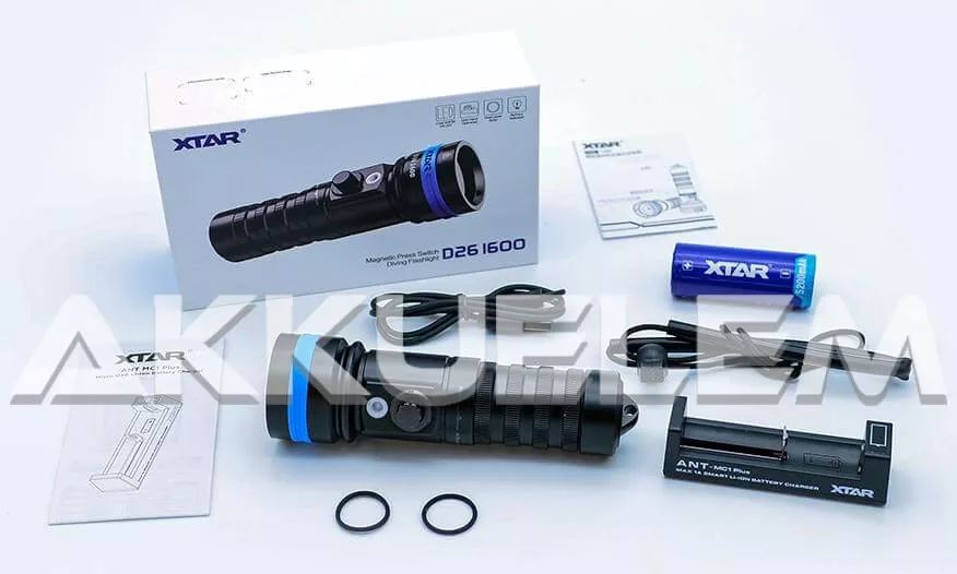 Xtar D26 1600 lum búvárlámpa szett (MC1 Plus, 26650 5200mAh)