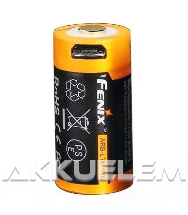 FENIX 16340 700mAh 3,6V Li-ion akkumulátor + beépített töltő, microUSB csatlakozó FENIX 16340 700mAh 3,6V Li-ion akkumulátor + beépített töltő, microUSB csatlakozó