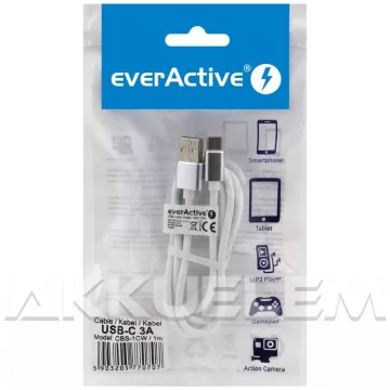 everActive USB-C kábel 3A 1m FEHÉR