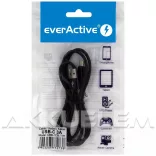 everActive USB-C kábel 3A 1 m FEKETE vászon borít.