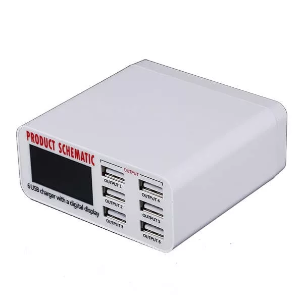 USB adapter 6 csatornás LCD kijelzővel 30W modell 899 5V 2,4A Charging Experts USB adapter 6 csatornás LCD kijelzővel 30W modell 899 5V 2,4A Charging Experts