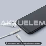 USB töltő + fejhallgató iPhone 1m 2A EZÜST színű