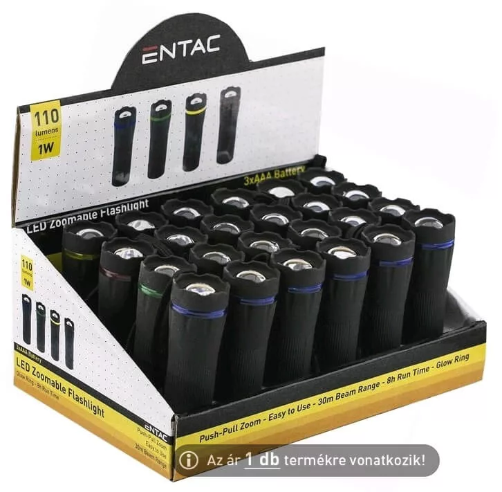 Entac 3W Zoom plasztik zseblámpa 3AAA Entac 3W Zoom plasztik zseblámpa 3AAA