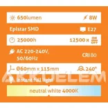 Avide Globe E27 A60 8W 650lm 4000K LED-izzó 3év gar.