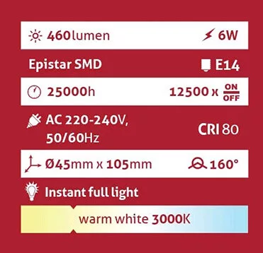 Avide Globe Mini B45 E14 6W 460lm 3000K LED-izzó 3év gar.