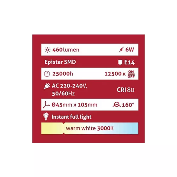Avide Globe Mini B45 E14 6W 460lm 3000K LED-izzó 3év gar.