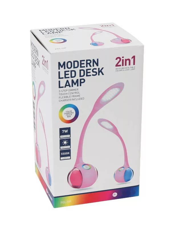 Modern 7W asztali lámpa 2in1 270lm 5500K tölthető PINK
