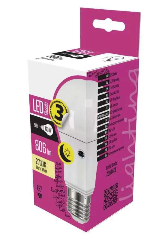 Classic A60 9W 806lm 2700K LED-izzó fényérzékelős