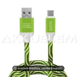 USB adatkábel microUSB szövet bevonat 1m