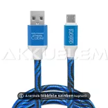 USB adatkábel microUSB szövet bevonat 1m