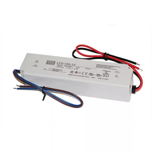 Tápegység 12V 8.5A 100W IP67 műanyag házas MeanWell LPV-100-12 Tápegység 12V 8.5A 100W IP67 műanyag házas MeanWell LPV-100-12