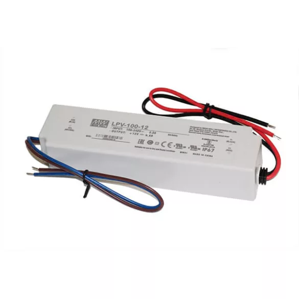 Tápegység 12V 8.5A 100W IP67 műanyag házas MeanWell LPV-100-12