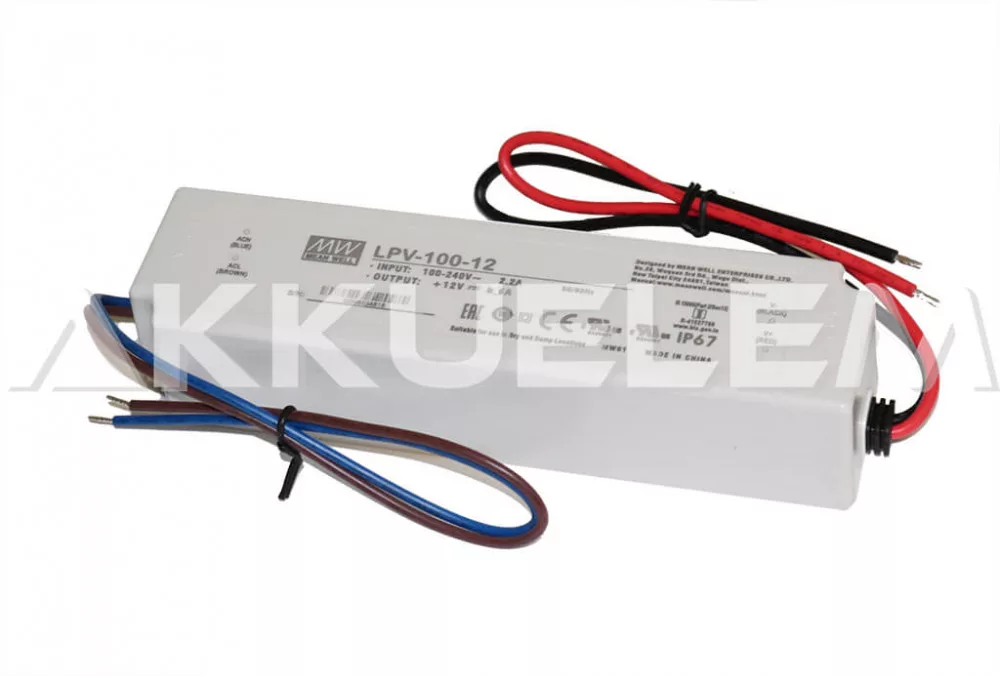 Tápegység 12V 8.5A 100W IP67 műanyag házas MeanWell LPV-100-12