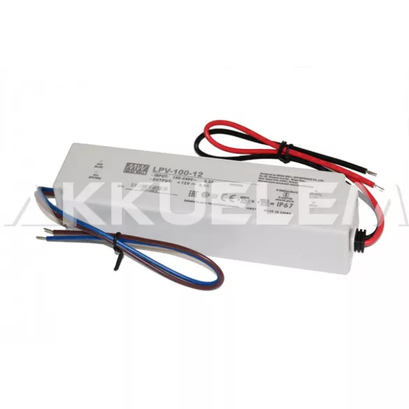 Tápegység 12V 8.5A 100W IP67 műanyag házas MeanWell LPV-100-12