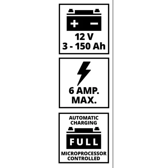 Einhell 6A 12V autó akkumulátor töltő CE-BC 6M