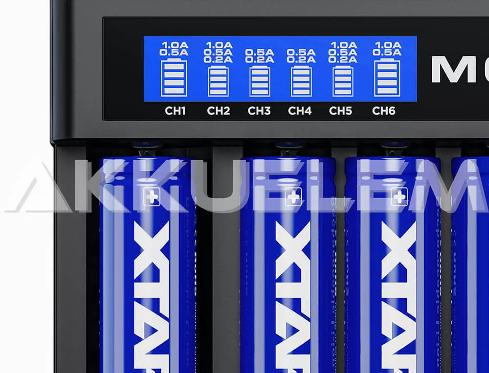 XTAR MC6C 6 csatornás Li-Ion USB-s akkumulátor töltő