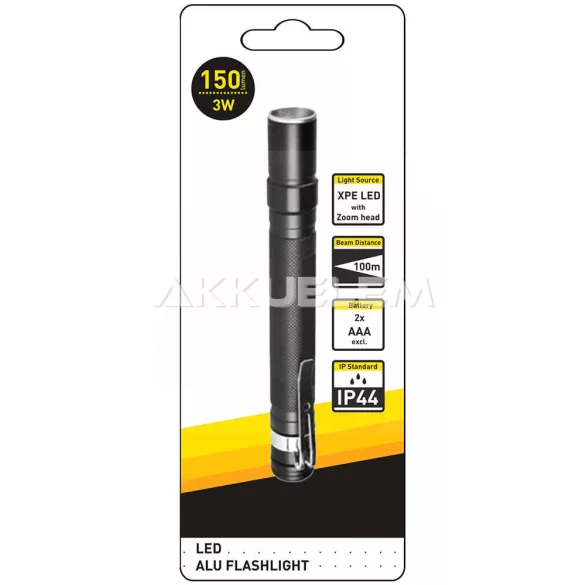 Cree LED elemlámpa 3W ZOOM ALU IP44 + övklipsz