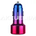 Autós gyorstöltő 12-24V 45W 6A 2xUSB, kijelzős Baseus