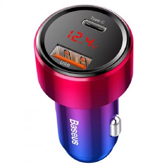 Autós gyorstöltő 12-24V 45W 6A USB-C + USB, kijelzős Baseus Autós gyorstöltő 12-24V 45W 6A USB-C + USB, kijelzős Baseus