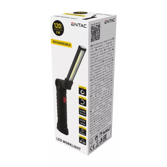 Szerelőlámpa Entac 6W + 1W 1800mAh Li-ion tölthető