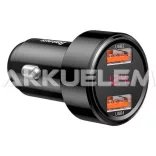 Autós töltő 2xUSB 6A Quick charge Baseus CCMLC20A-01