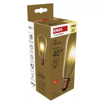   Vintage E27 ST64 4,5W 2200K WW 40W 420lm LED filament LED-izzó