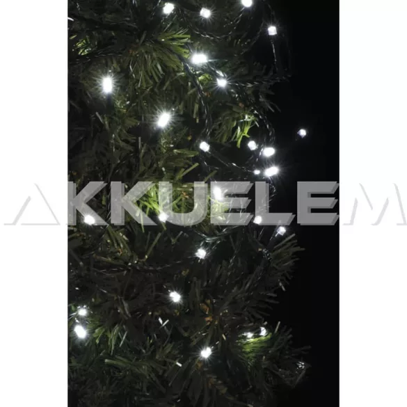 Karácsonyi fényfüzér 100LED 10m + tápkábel 5m IP44 12W CW CNT