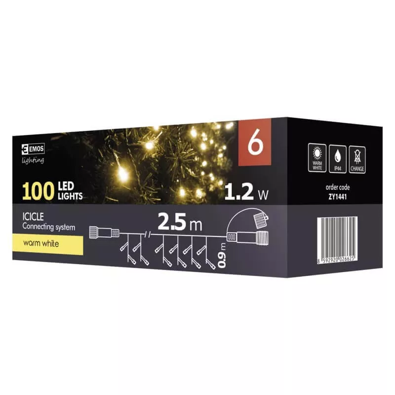   Karácsonyi fényfüzér 100LED karácsonyi 2,5 x 0,9m IP44 lánc jégcsap WW CNT