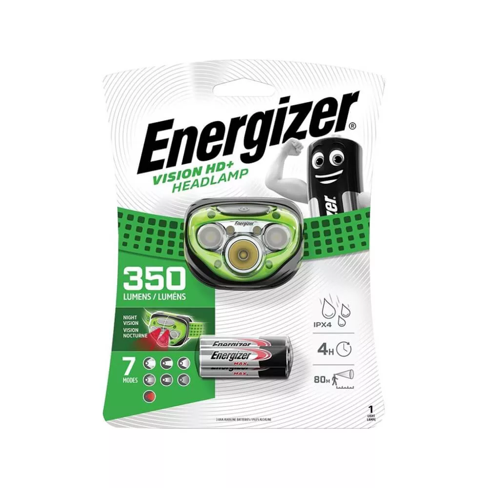 Energizer Vision HD LED 350lum fejlámpa IPX4, ZÖLD dizájn, 80m + 3xAAA Energizer Vision HD LED 350lum fejlámpa IPX4, ZÖLD dizájn, 80m + 3xAAA