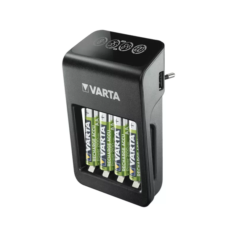 Varta 9V / AA / AAA Ni-MH akkutöltő + 4x2100mAhAA + USB 57687 Varta 9V / AA / AAA Ni-MH akkutöltő + 4x2100mAhAA + USB 57687