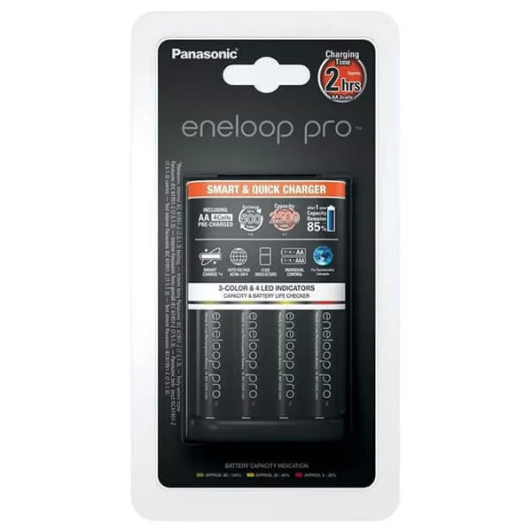 Eneloop BQ-CC55 Ni-MH akkutöltő 4xAA 2500mAh PRO akkuval Eneloop BQ-CC55 Ni-MH akkutöltő 4xAA 2500mAh PRO akkuval