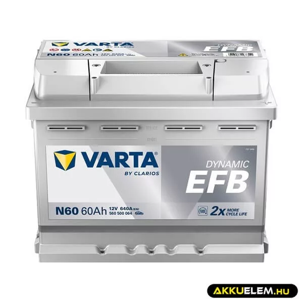 VARTA 12V EFB 60Ah 560500 start-stop N60 autó akkumulátor JOBB+ VARTA 12V EFB 60Ah 560500 start-stop N60 autó akkumulátor JOBB+