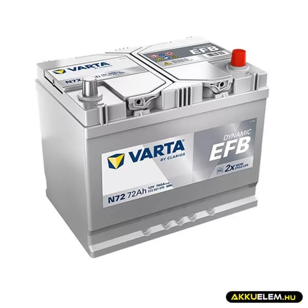 Varta 12V 72 Ah 760A JOBB+ 572501 D26L Start-Stop Asia EFB autó akkumulátor Varta 12V 72 Ah 760A JOBB+ 572501 D26L Start-Stop Asia EFB autó akkumulátor