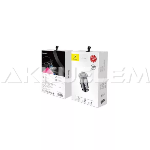 Baseus Grain C8-K 3.1A 12-24V 44,1 24,5 mm 2 USB autós adapter