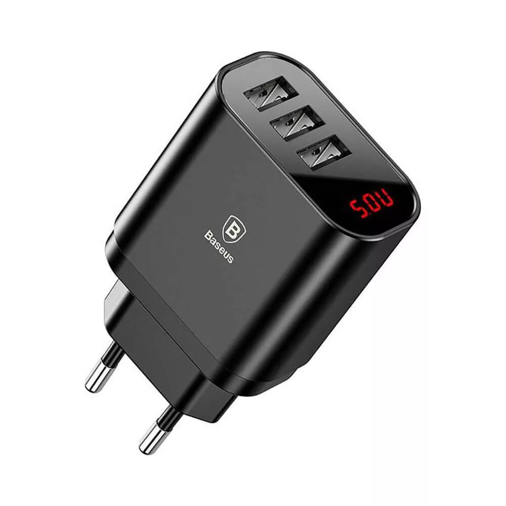 Baseus fali töltő 3xUSB max 3.4A digitális kijelzős Baseus fali töltő 3xUSB max 3.4A digitális kijelzős